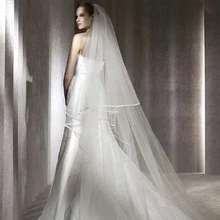 Романтическая 3 м Соборная свадебная вуаль, 2 слоя, Длинная фата невесты с гребнем, лента по краю, для женщин, подарки для женитьбы, новые аксессуары