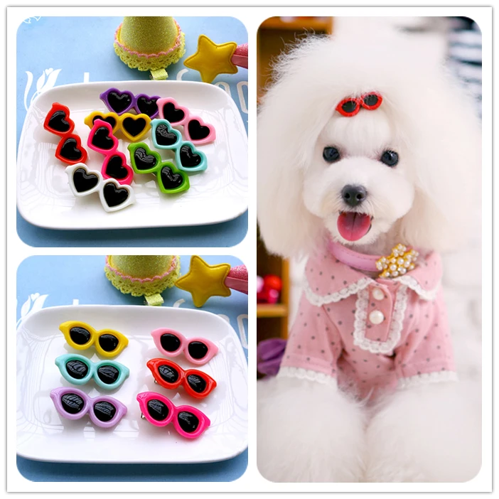 2015 New Pet Dog Hair Bows Clips 4cm Cute Doggie Boutique Sunglasses