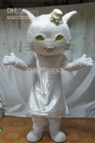 

New Adult Best Sale White Cat Fancy Cartoon Mascot Costume Christmas Fancy Dress Halloween Mascot Costume