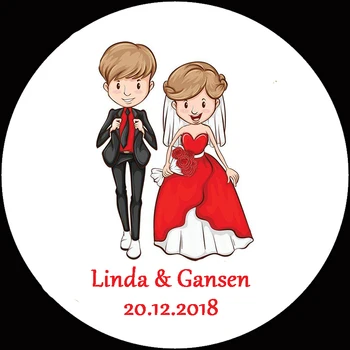 

100pcs Custom Wedding Stickers Golden Heart Design Paper Seals Bakery Stickers Wedding Decoration Baby Shower Favors