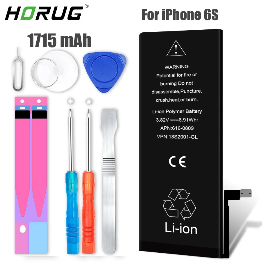 HORUG аккумулятор для мобильного телефона для iPhone 6S аккумулятор оригинальная емкость сменные батареи с набором инструментов для ремонта