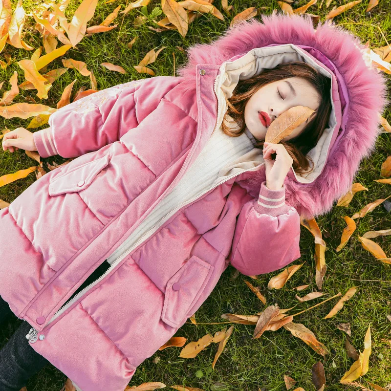 Г. Одежда для девочек до-30 градусов; зимняя куртка; плотное пальто; детская бархатная парка; длинный зимний комбинезон; пуховая хлопковая одежда с капюшоном