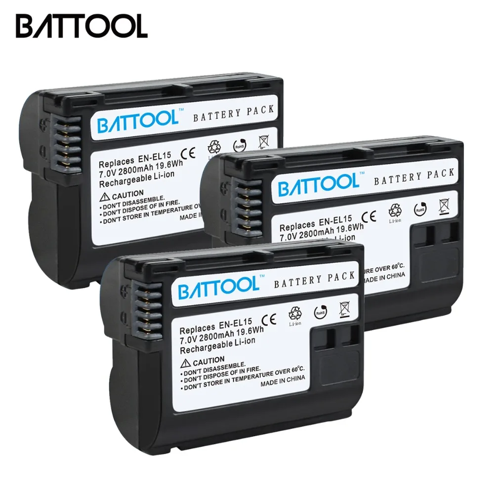 

BATTOOL for Nikon 2800mAh 7.2V EN-EL15 EN EL15 ENEL15 Battery DSLR D600 D610 D800 D800E D810 D7000 D7100 D7200 V1