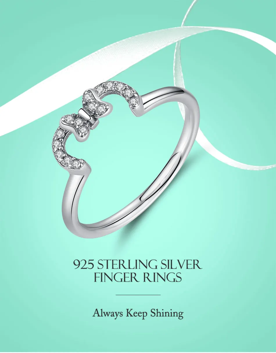 BELAWANG кольцо из стерлингового серебра 925 Микки и Минни бантик кольца с кристаллами для женщин Свадебная вечеринка подарок Аутентичные ювелирные изделия