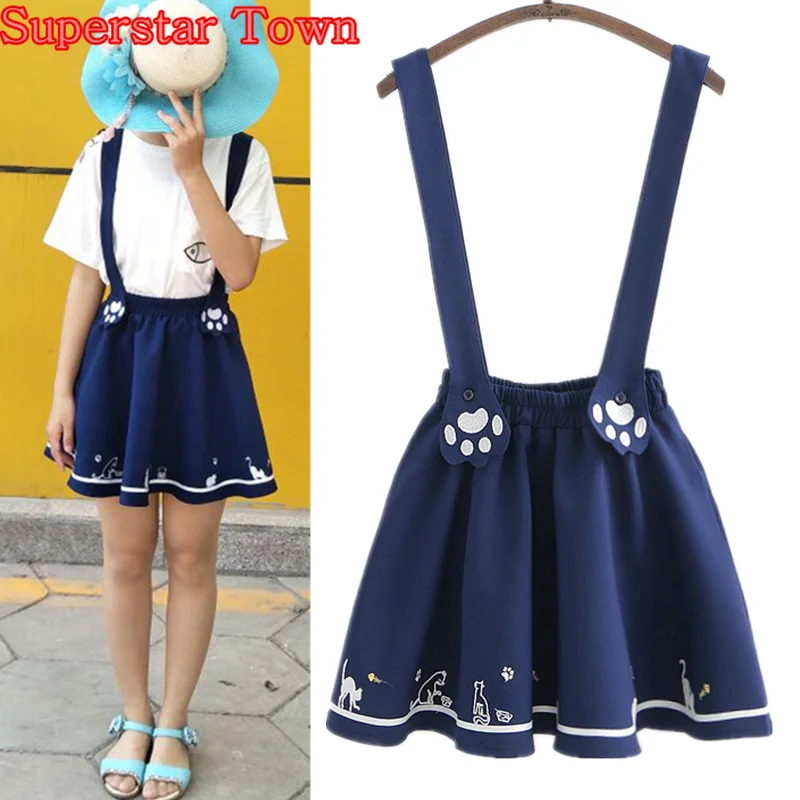 том Hjuku Мри шка Сладий Женодтяжками Оые юбка жская|a line skirt|line skirtskirt with suspenders |