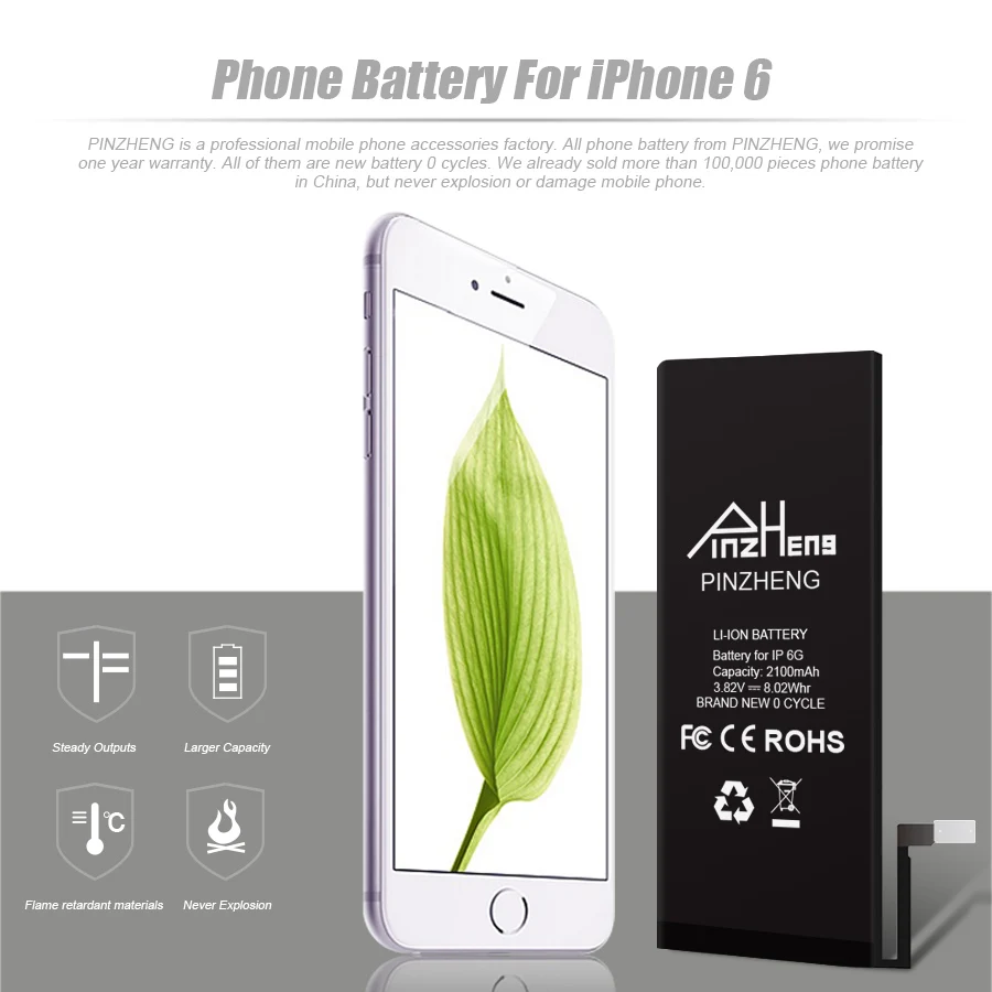 PINZHENG оригинальный 2100mAh аккумулятор мобильного телефона для iPhone 6 батарея