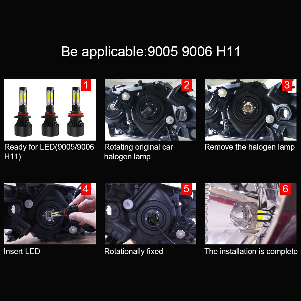 2020 Новый 360 градусный супер яркий светодиодный светильник H4 H7 H8 H9 H11 9005 HB3 9006 HB4 9004