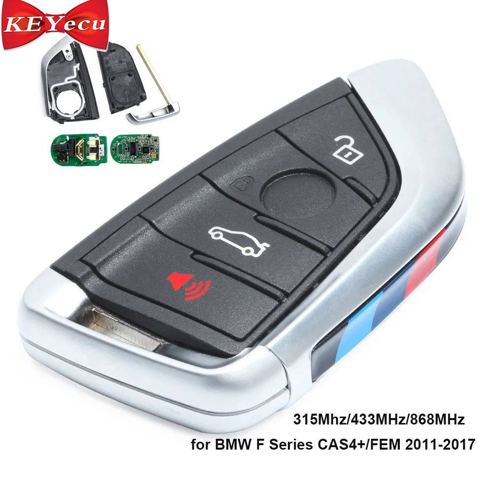 

KEYECU Black Remote Control Car Key Fob 315Mhz/433MHz/868MHz 4 Button for BMW F Series CAS4+/FEM 2011-2017