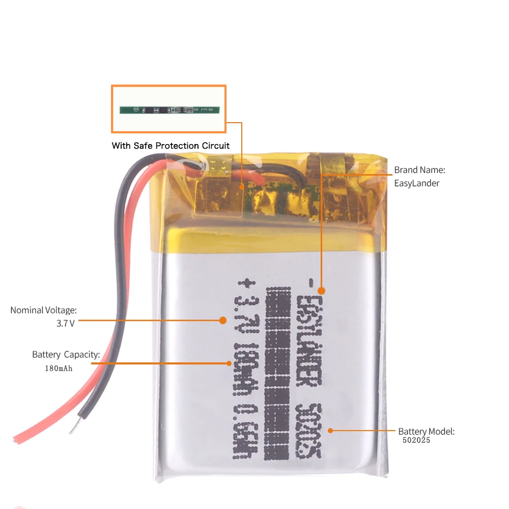 3,7 в 180 мАч 502025 литий-полимерный Li-Po литий-ионный аккумулятор Lipo ячеек для DVR advocam FD видеорегистратор Регистратор