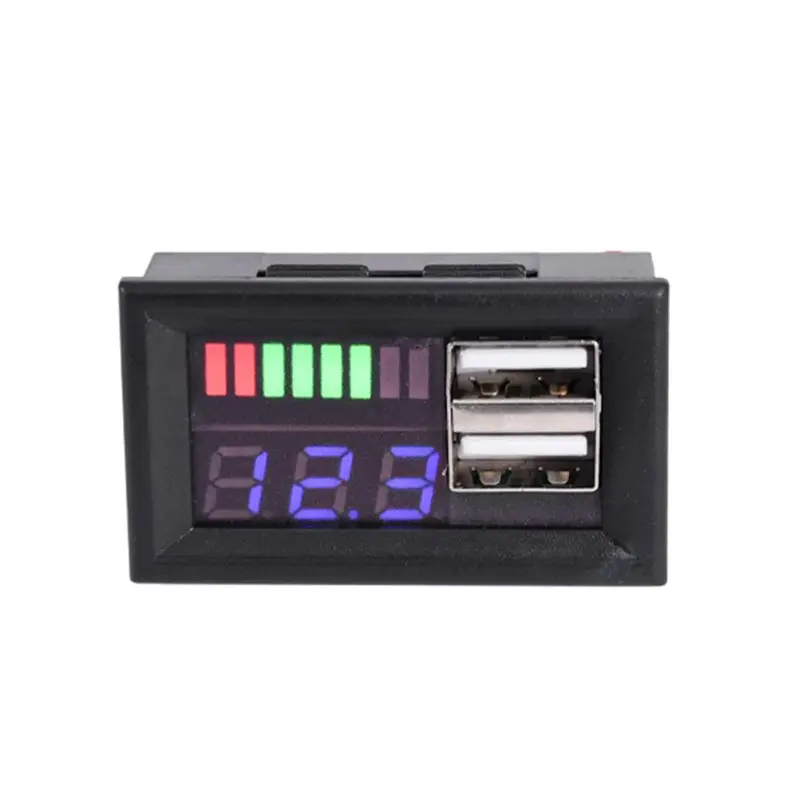 Blue LED Digital Display Voltmeter Mini Voltage Meter Volt Tester Panel For DC 12V Motorcycles Vehicles USB 5V2A output 4XFD | Инструменты