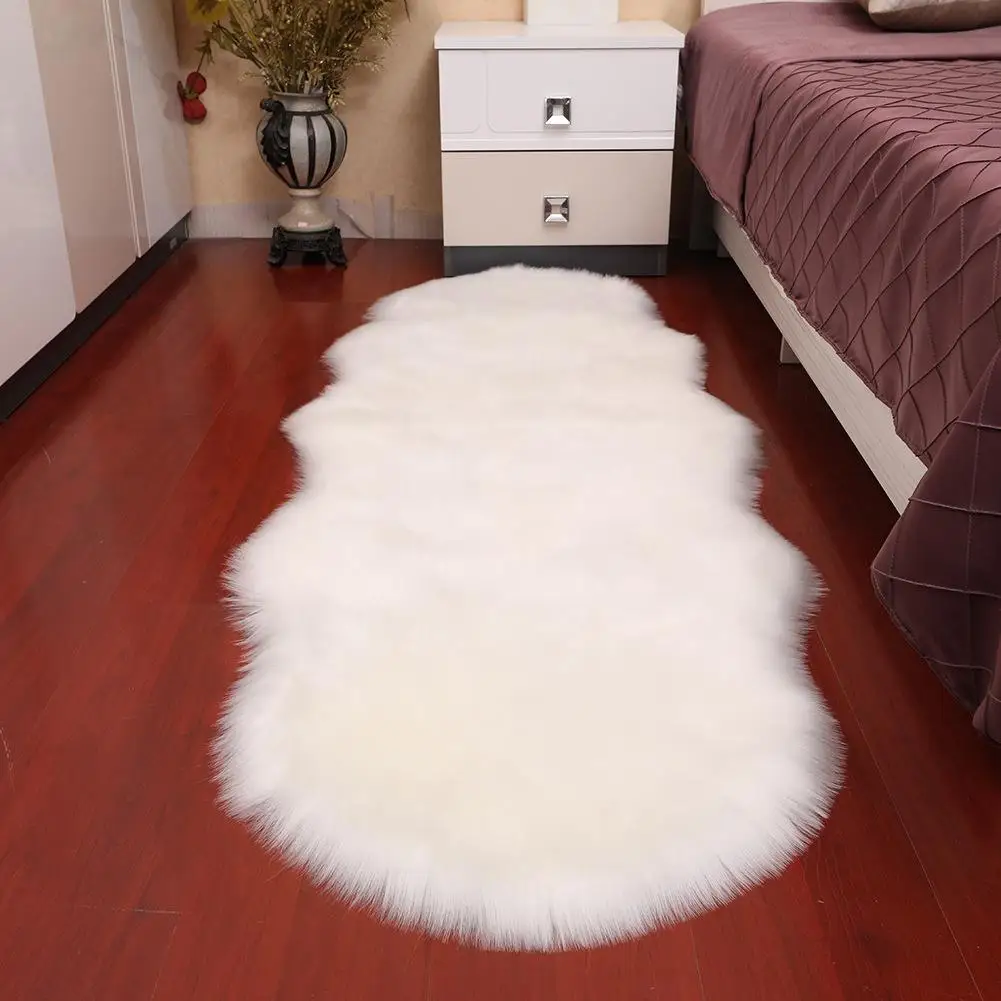 

Modern Simple Plush Carpet Rug Bedroom Bedside Cushion Living Room Tea Table Mat Imitation Wool Window Decoration
