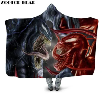 

Hero Clothes Custom Hooded Blanket Fashion Coat 3D printing Popular Adults Fleece Bedding Soft Office Portable Wearable Hip hop