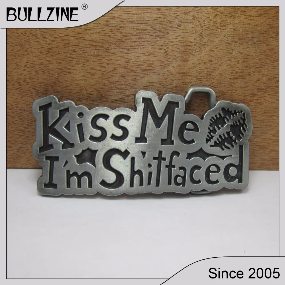 Bullzine/, модный пояс kiss me, пряжка с отделкой Оловянным FP-02490, подходит для ремня шириной 4 см