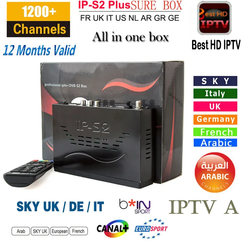 Best Iptv IP-S2 Plus Smart Tv Box DVB-S2 Satellite Receiver HD Full 1080P DVB-S2+1200+1 Year Europe Arabic IPTV Subscription