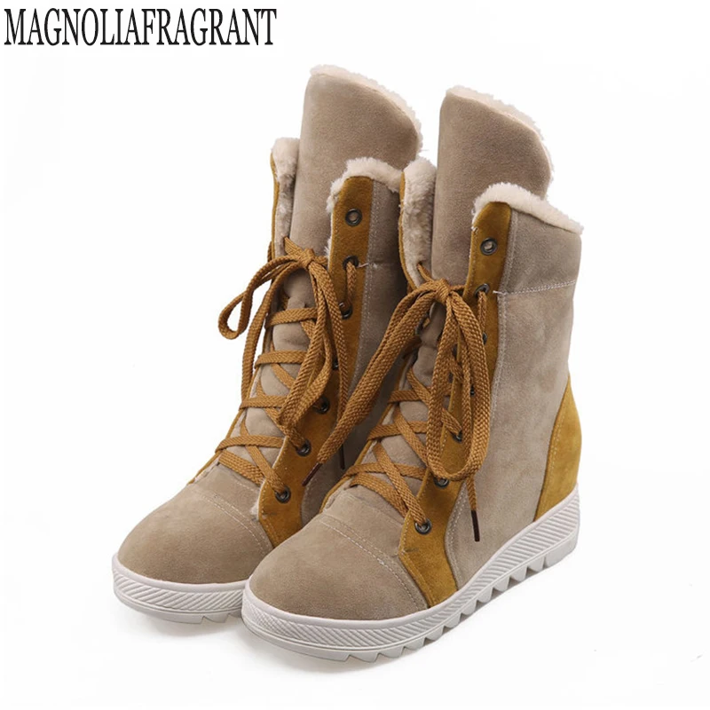 

2019 newest Frosted colorblock snow boots Winter women shoes Non-slip Warm Platform Boots botas mujer round head boots mm34