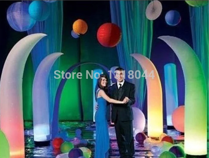 

Free shipping attractive 8ftH Led Inflatable Lighting Led tusk party lights with base blower&4pcs bulbs for wedding decoration