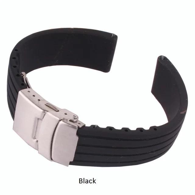 Buy 2 get 10% off) New fashion Silicone Rubber 18/20/22/24mm Solid Red/Black/brown Watch Army Military watchbands Strap Bands black