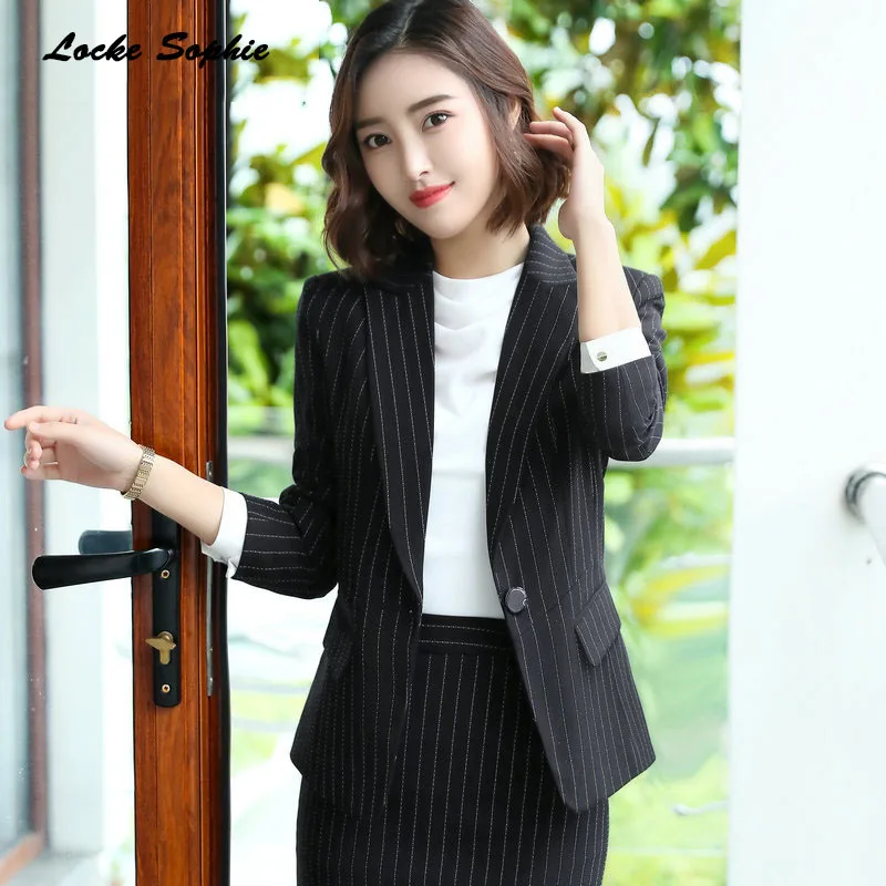 1pcs Women Plus size Blazers and coats 2019Autumn cotton Splicing Single button stripe Suits jackets ladies Skinny Blazers Suits