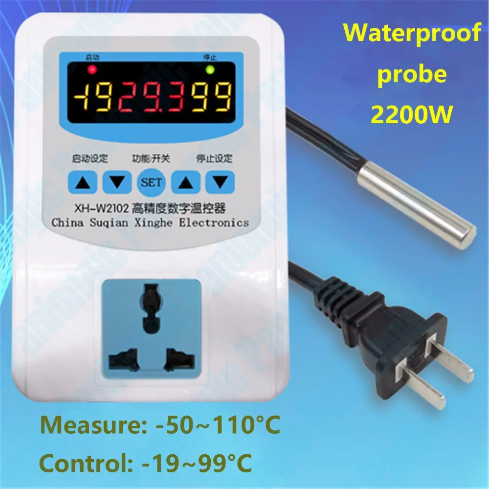 

W2102 Microcomputer Intelligent Thermostat High Precision Digital Electronic Timing Temperature Control Socket Switch