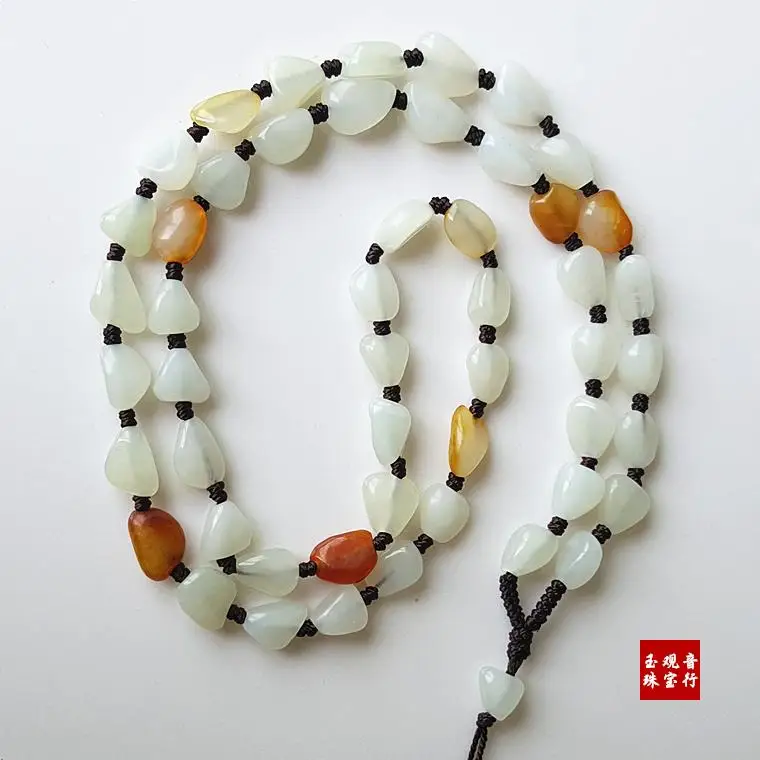 Натуральные семена Нефритового семени, резные белые бусины, Нефритовое ожерелье, веревка