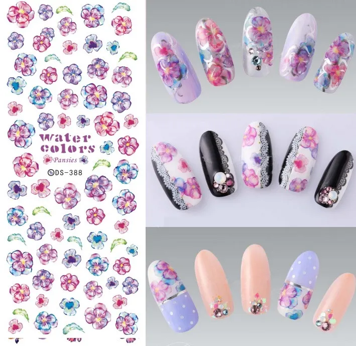 Дизайн Rocooart DS306 переводные наклейки для ногтей с водой Harajuku Element Line Figures Nail Wrap sticker Tips Manicura nail Decal - Цвет: DS388