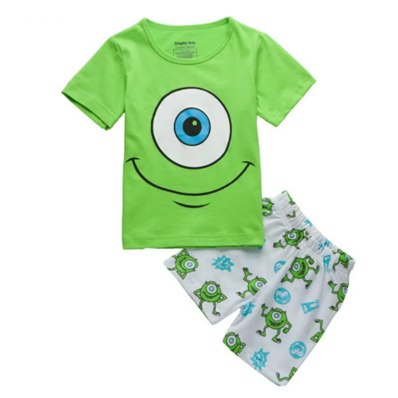 Комплекты пижам для маленьких мальчиков летняя детская хлопковая одежда для сна с короткими рукавами пижамы с рисунком Минни Супермена милые комплекты одежды для девочек