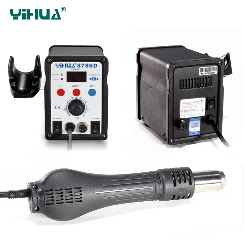 YIHUA 8786D обновления паяльная станция 2 в 1 SMD горячего воздуха пистолет
