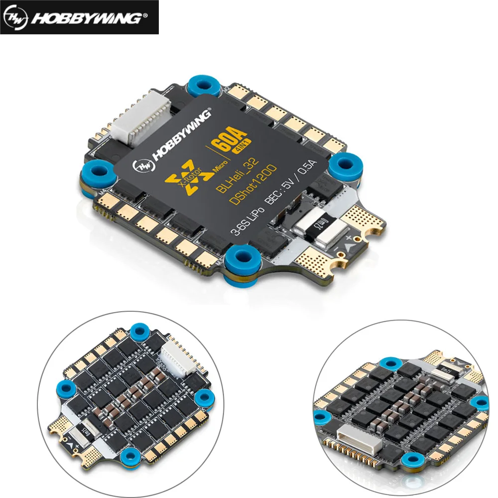1 шт. Hobbywing XRotor Micro 60A 4в1 BLHeli 32 DShot1200 3 6S ESC для FPV Racing drone Quadcopter|Детали и аксессуары| |