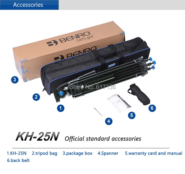 Профессиональный Штатив BENRO KH-25N KH25N из магниевого сплава для видео камеры, гидравлическая головка, сумка для видео штатива, максимальная загрузка 5 кг