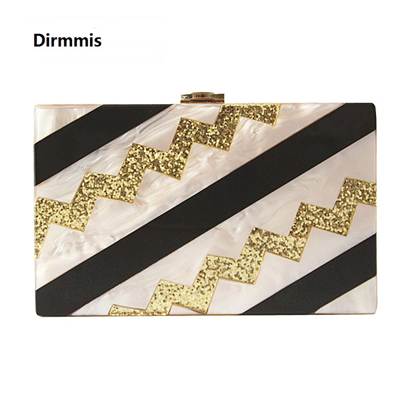 

Bags for women 2018 brand fashion new wallet Acrylic splicing handbag luxury Striped Prom Clutch bright pin patchwork eveningbag
