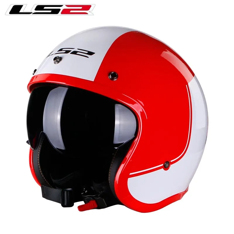 LS2 с открытым лицом мото rcycle шлем с откидным козырьком Винтаж Ретро мото 3/4 шлемы половина шлем OF599 - Цвет: 14