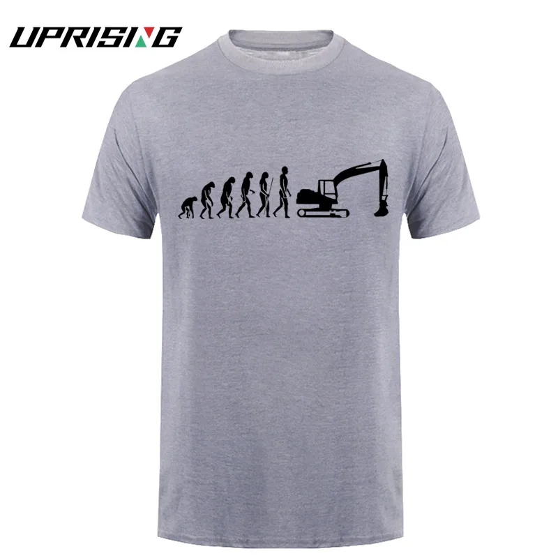 Дизайнерская футболка Эволюция футболка Экскаватор строительная машина гусеница строительный работник Хобби Футболка