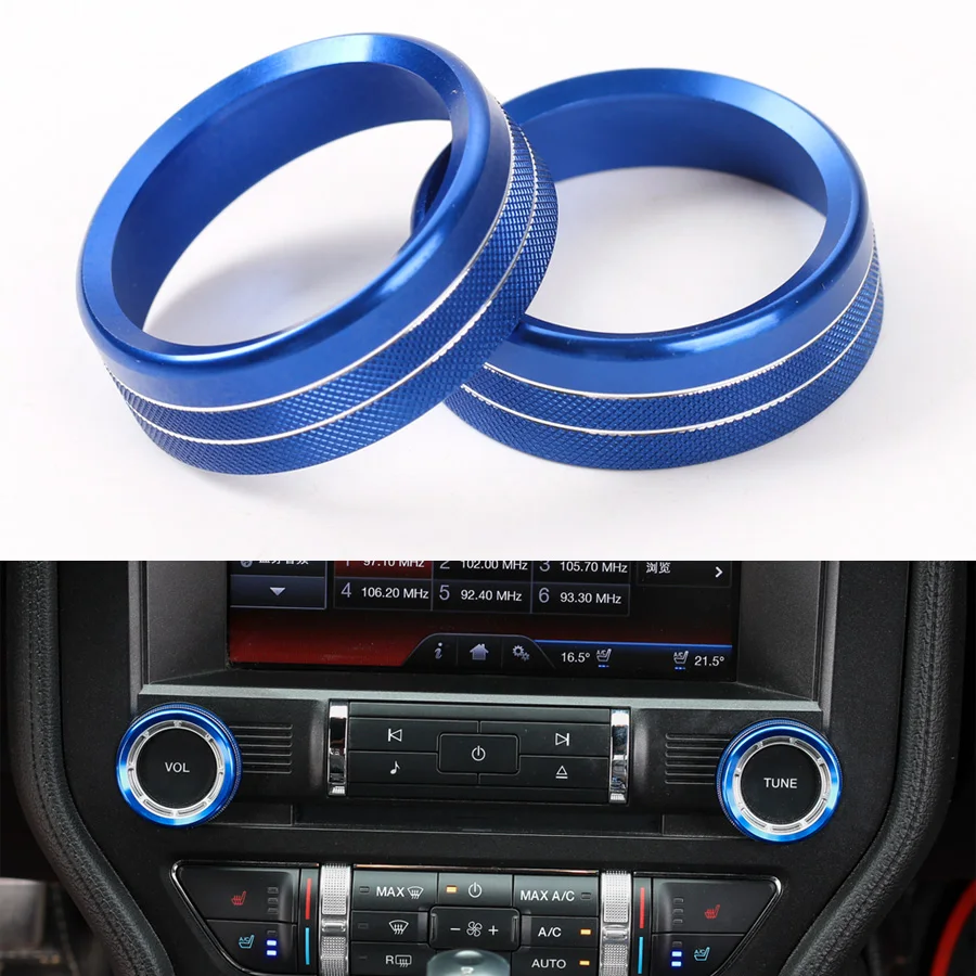 

YAQUICKA 2Pcs/set Aluminum Car Interior Air Conditioner Knob Switch Ring Trim Styling For Ford Mustang 2015 2016 2017 Car-covers
