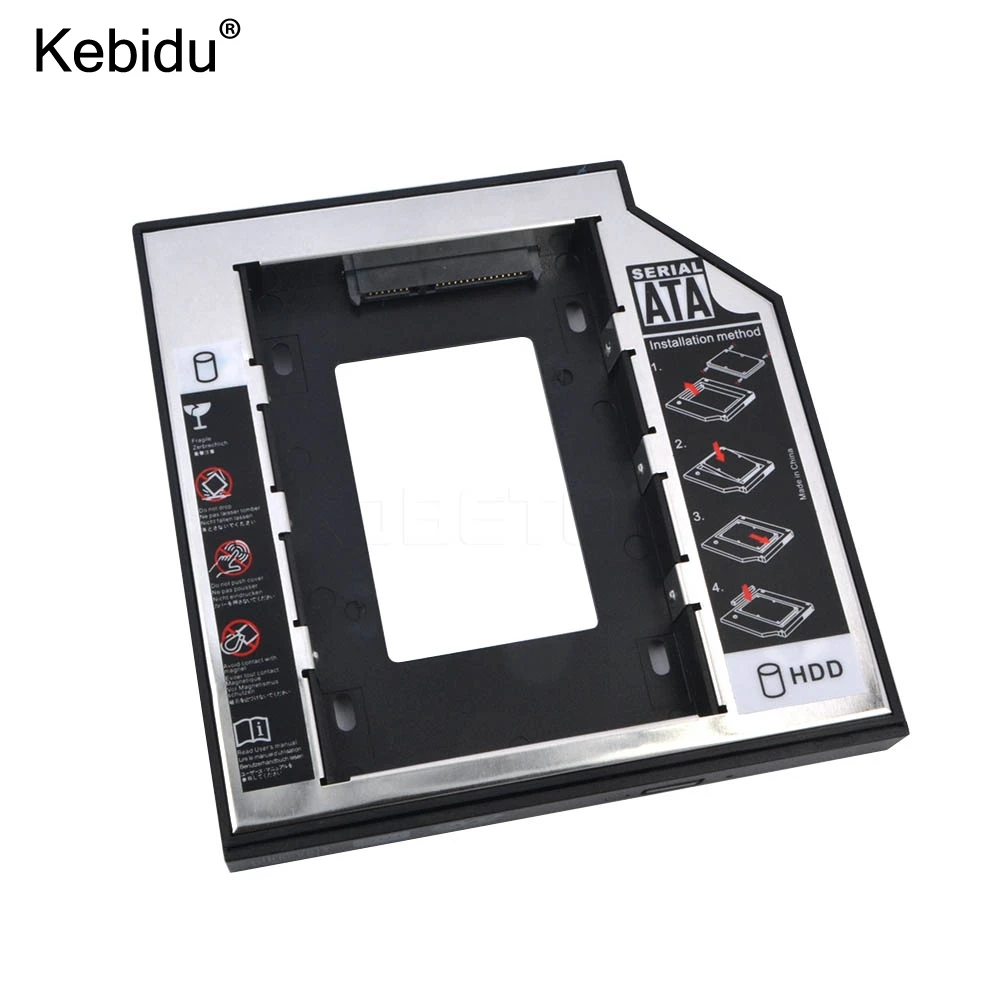 

kebidu Universal Aluminum Plastic for DVD/CD-ROM 2nd HDD Caddy 12.7mm SATA 3.0 For 7-12.5mm 2.5"SSD Case Enclosure