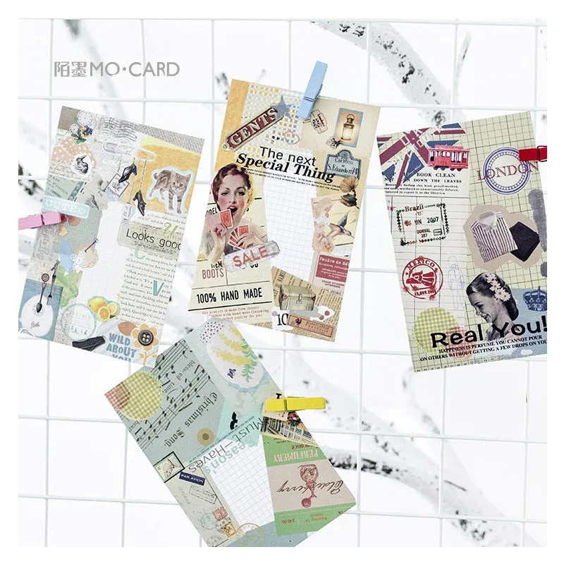 30Sheets/Set Creative Collage Time Postcard/Greeting Card/Message Card/Birthday Letter Envelope Gift Card