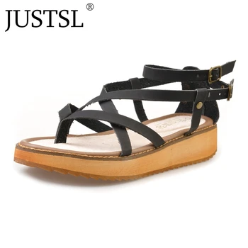 

JUSTSL 2018 summer new thick Rome style female fashion sandals students woman comfortable casual shoes size 35-40