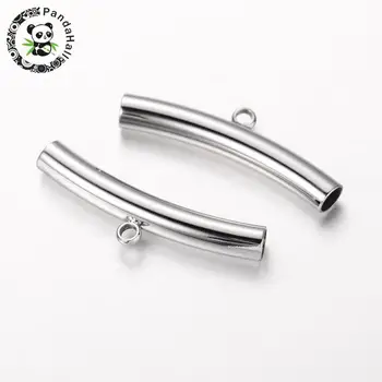 

10pcs Curved 304 Stainless Steel Tube Hanger Links Metal Tubes for Jewelry Making, Bail Beads,9.5x32.5mm, Hole: 2mm