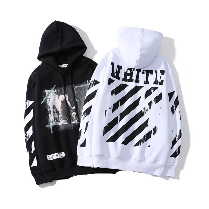 

Men's100% Cotton Splash Ink Sweatshirt Hip Hop Striped Hoodies Street Style Print Loose off White Black Baseball Uniform