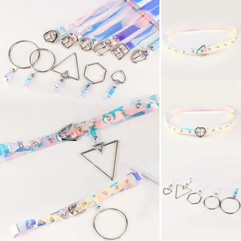 

Fashion Transparent Women Belt Laser Holographic Clear Pin Buckle Wide Waist Bands Waistband Ladies Invisible Punk Waist Belt