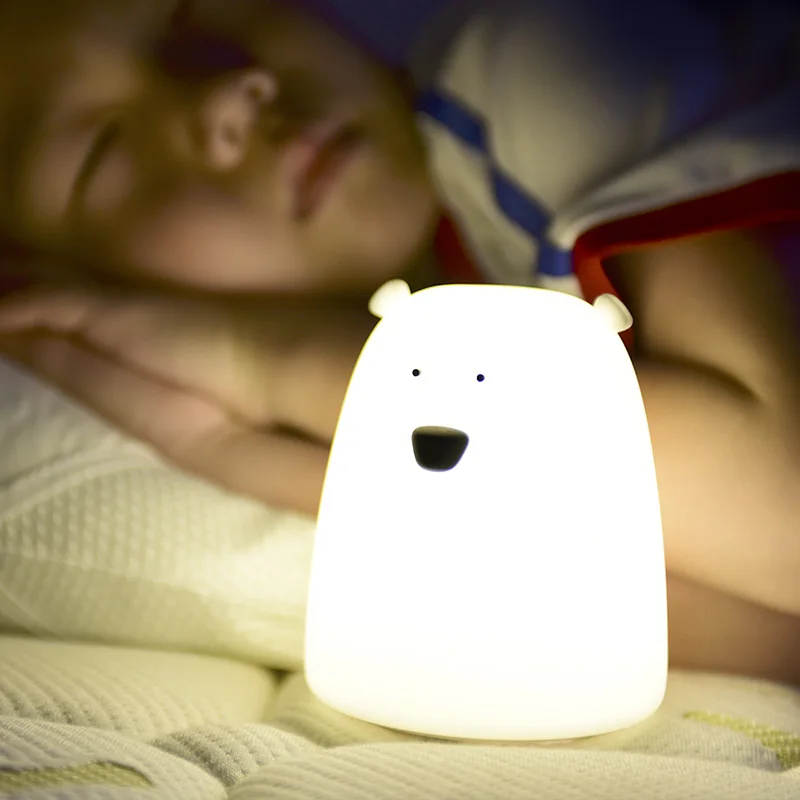 

Colorful Little Bear Silicone 7 Color LED Night Light Rechargeable Touch Sensor Children Cute Night Lamp Bedroom Lights