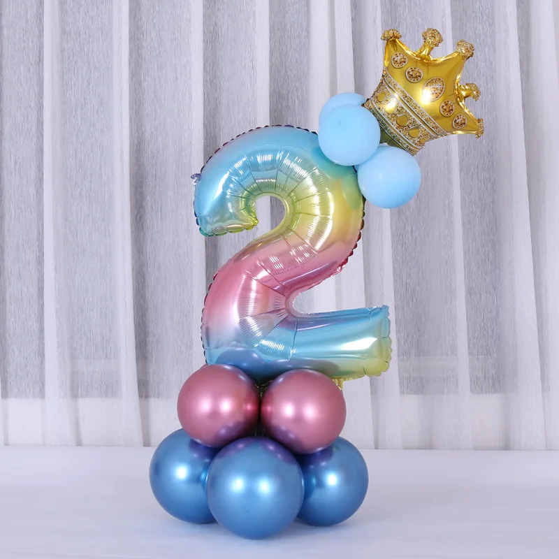 17pcs 1st Birthday Balloons Rainbow Number Balloon Blue Pink Happy Birthday Party Decoration Kids Boy Girl Party Ballon PAT54 (2)