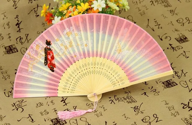 Китайский Японский Шелковый Танец складной веер ручные вееры Пейзаж Цветы бамбук шелк бабочка вишня вечерние праздничный подарок