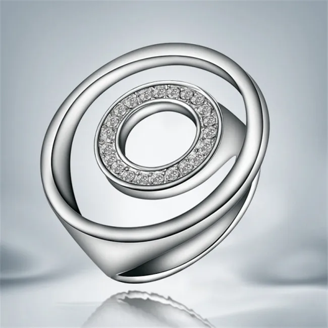R074 fashion design silver finger ring with zircon unique personalized