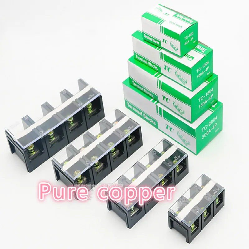 

TC 60A 100A Large current 2-5 position barrier terminal strip block flood barrier terminal block with cover Spacing