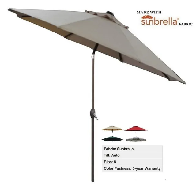 Abba Patio 9 Ft Fade Resistant Umbrella Sunbrella Fabric Abba Patio 9 Ft Fade Resistant Umbrella Sunbrella Fabric Aluminum With Auto Tilt And Crank