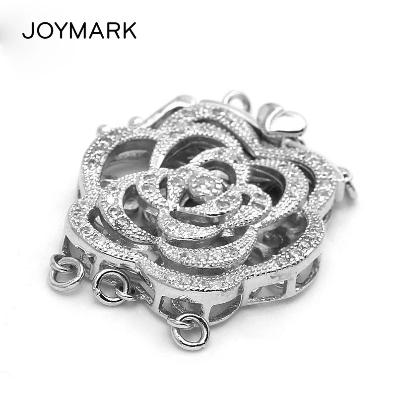 3 пряди стерлингового серебра Пион цветок застежка Мода микро закрепки циркония