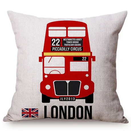 British Style Cartoon Soldier England London Telephone Booth Sofa Car Decorative Throw Pillow Case Linen Cotton Cushion Cover K109-2