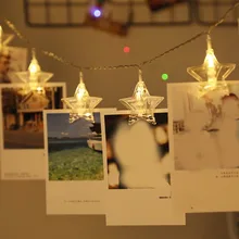 Теплая белая Фотокарта настенный зажим Сказочный светодиодный светильник для дома пятиконечная звезда Свадебная вечеринка Спальня украшение для дома праздник