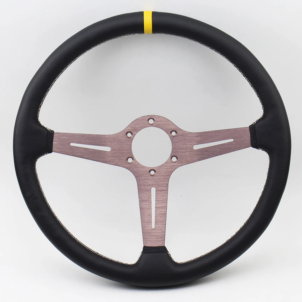 

15" (380mm) ND Racing Steering Wheel 100% Leather white line flat Racing Steering Wheel