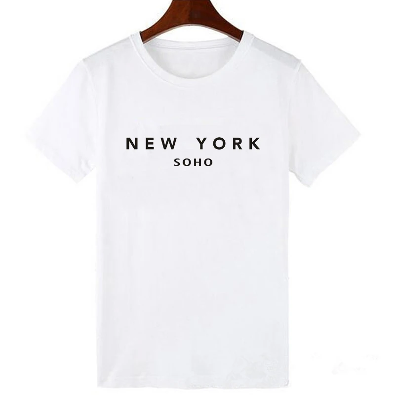 Женская футболка с буквенным принтом LUSLOS NEW YORK SOHO летняя повседневная коротким